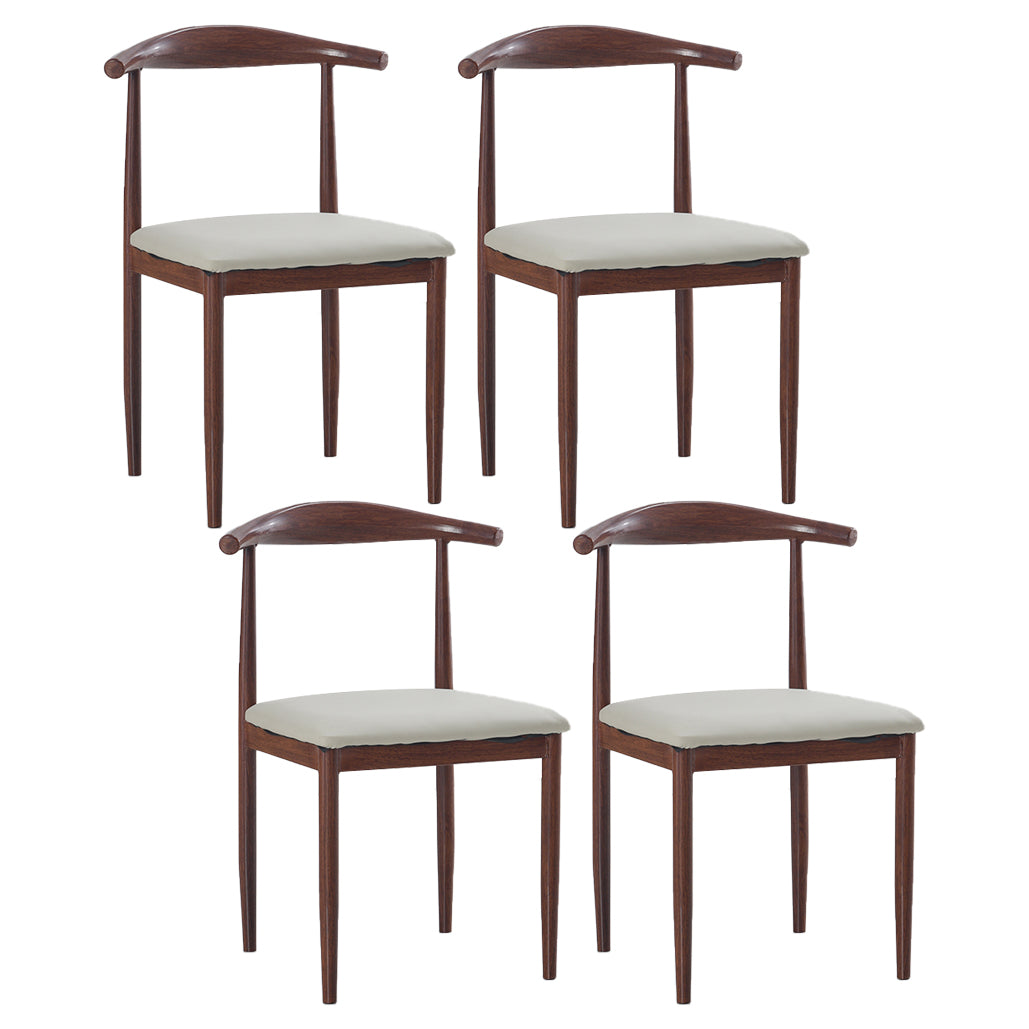Modern Style Kitchen Leather Dining Chair Ladder Back Side Chair of 16" Wide with Metallic Base