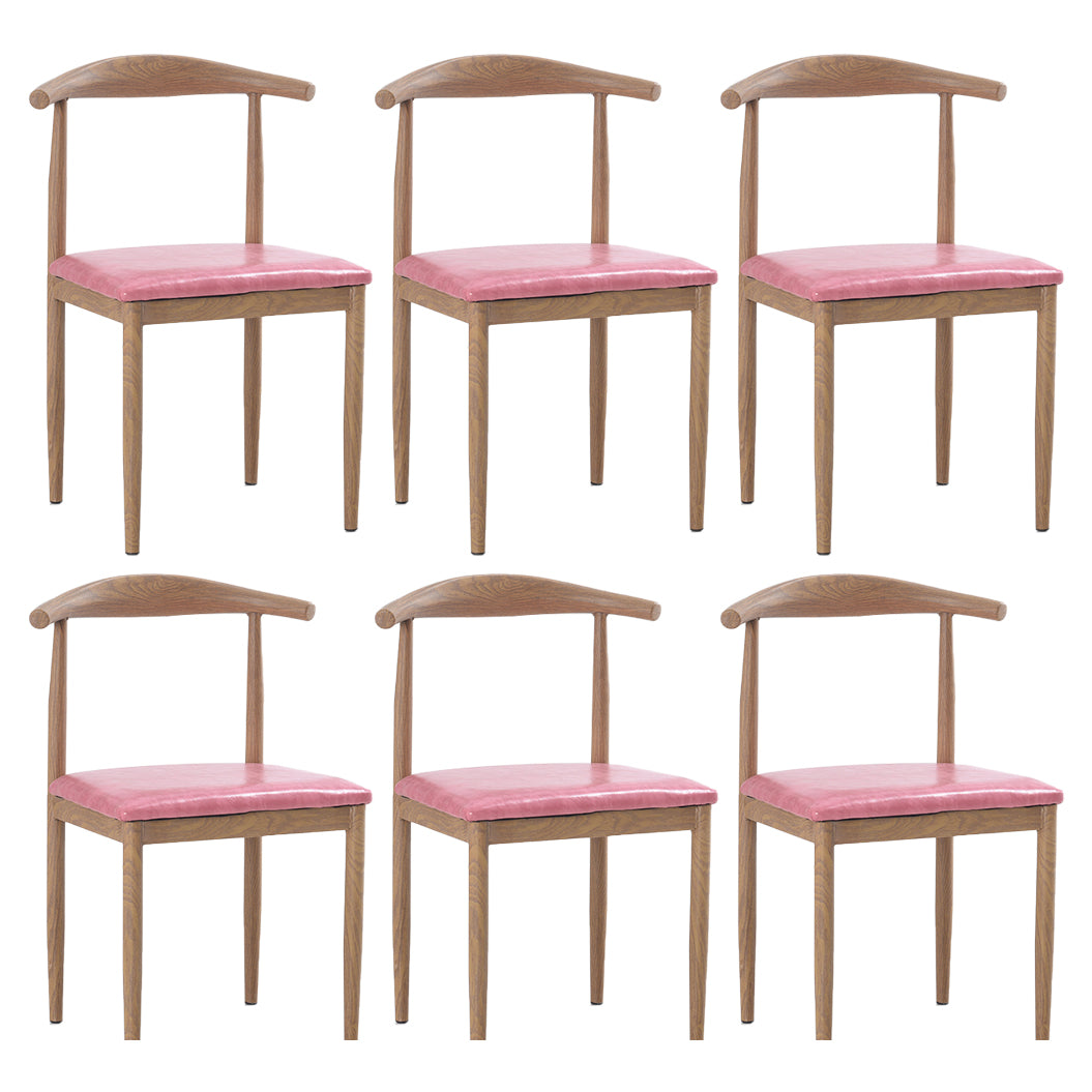 Modern Style Kitchen Leather Dining Chair Ladder Back Side Chair of 16" Wide with Metallic Base
