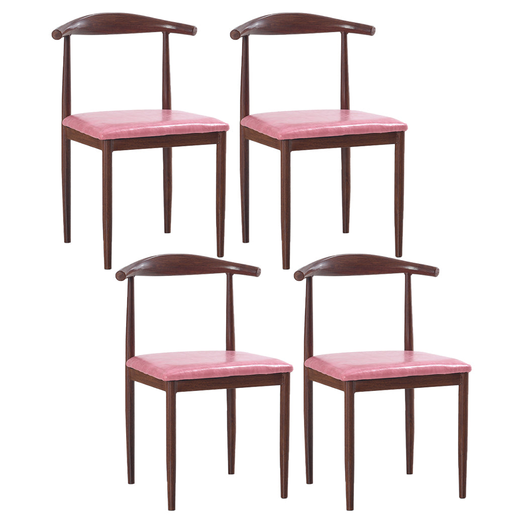 Modern Style Kitchen Leather Dining Chair Ladder Back Side Chair of 16" Wide with Metallic Base
