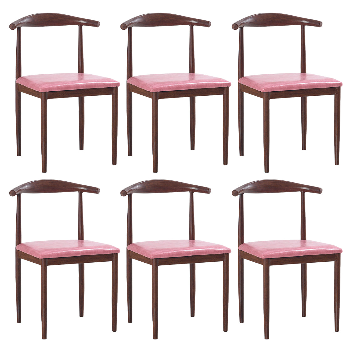 Modern Style Kitchen Leather Dining Chair Ladder Back Side Chair of 16" Wide with Metallic Base
