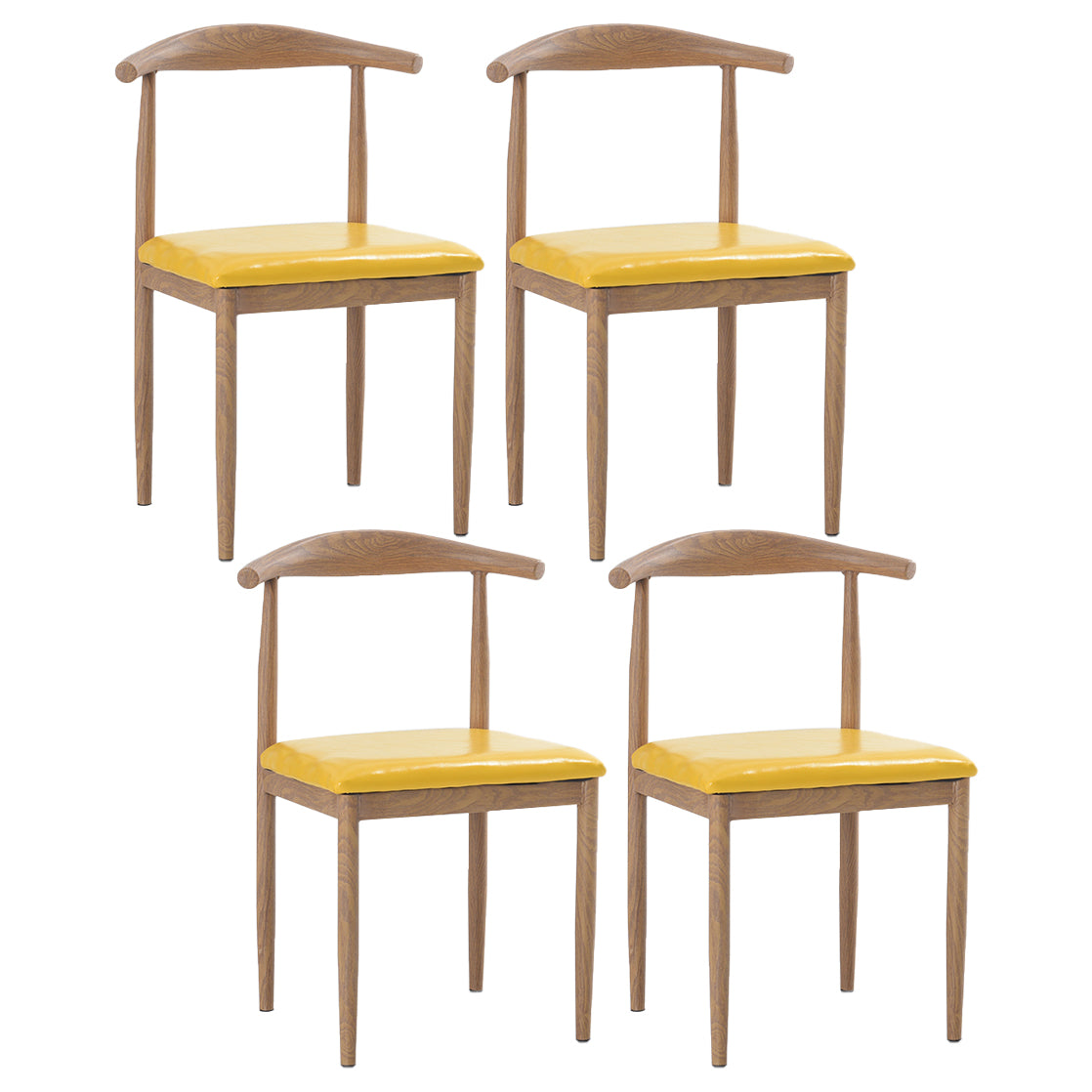 Modern Style Kitchen Leather Dining Chair Ladder Back Side Chair of 16" Wide with Metallic Base
