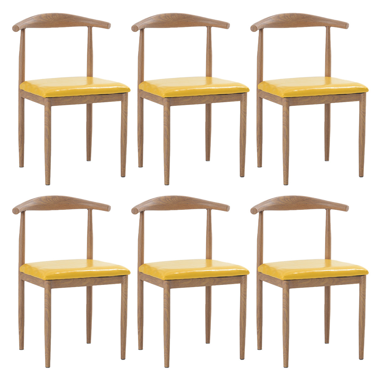 Modern Style Kitchen Leather Dining Chair Ladder Back Side Chair of 16" Wide with Metallic Base