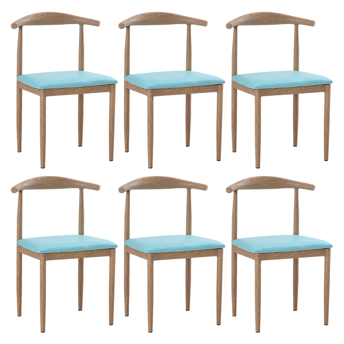 Modern Style Kitchen Leather Dining Chair Ladder Back Side Chair of 16" Wide with Metallic Base