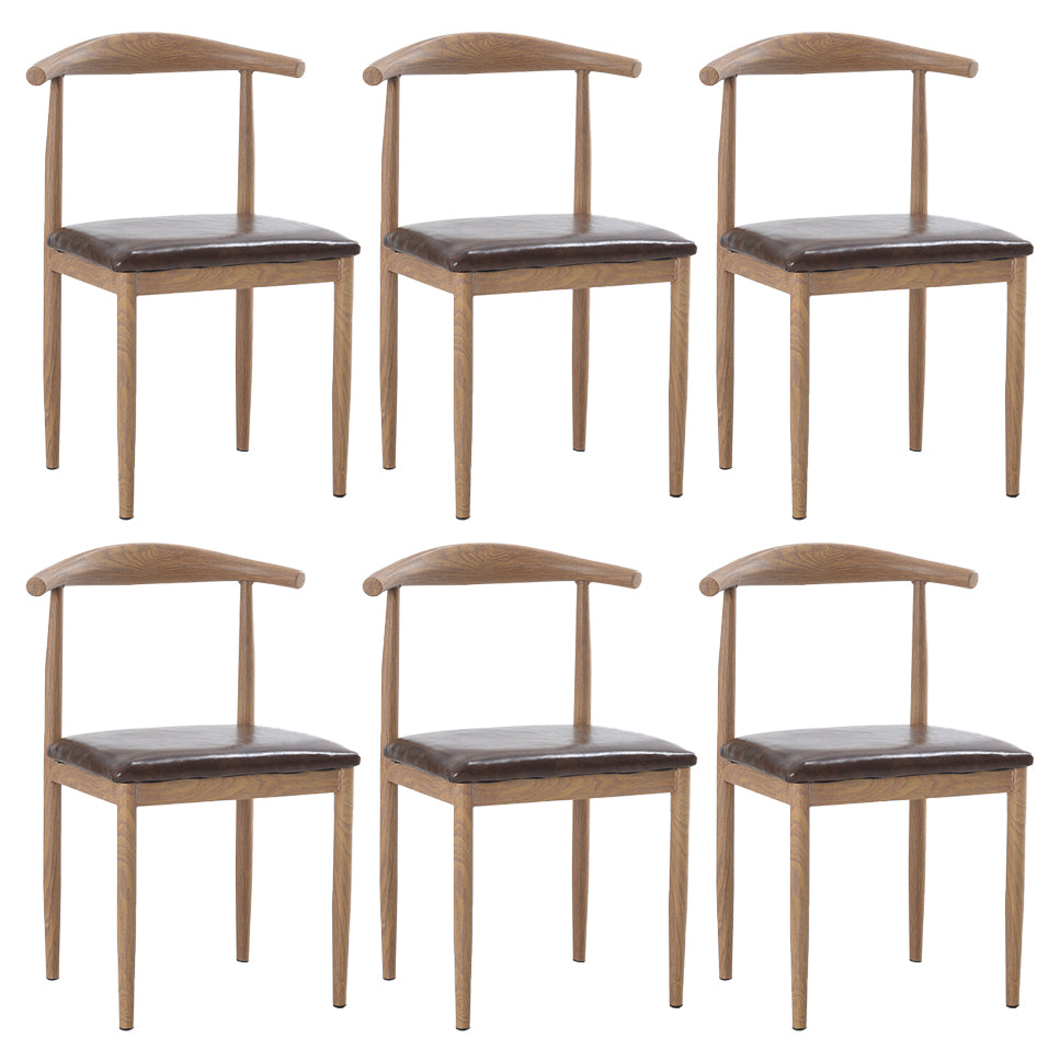 Modern Style Kitchen Leather Dining Chair Ladder Back Side Chair of 16" Wide with Metallic Base
