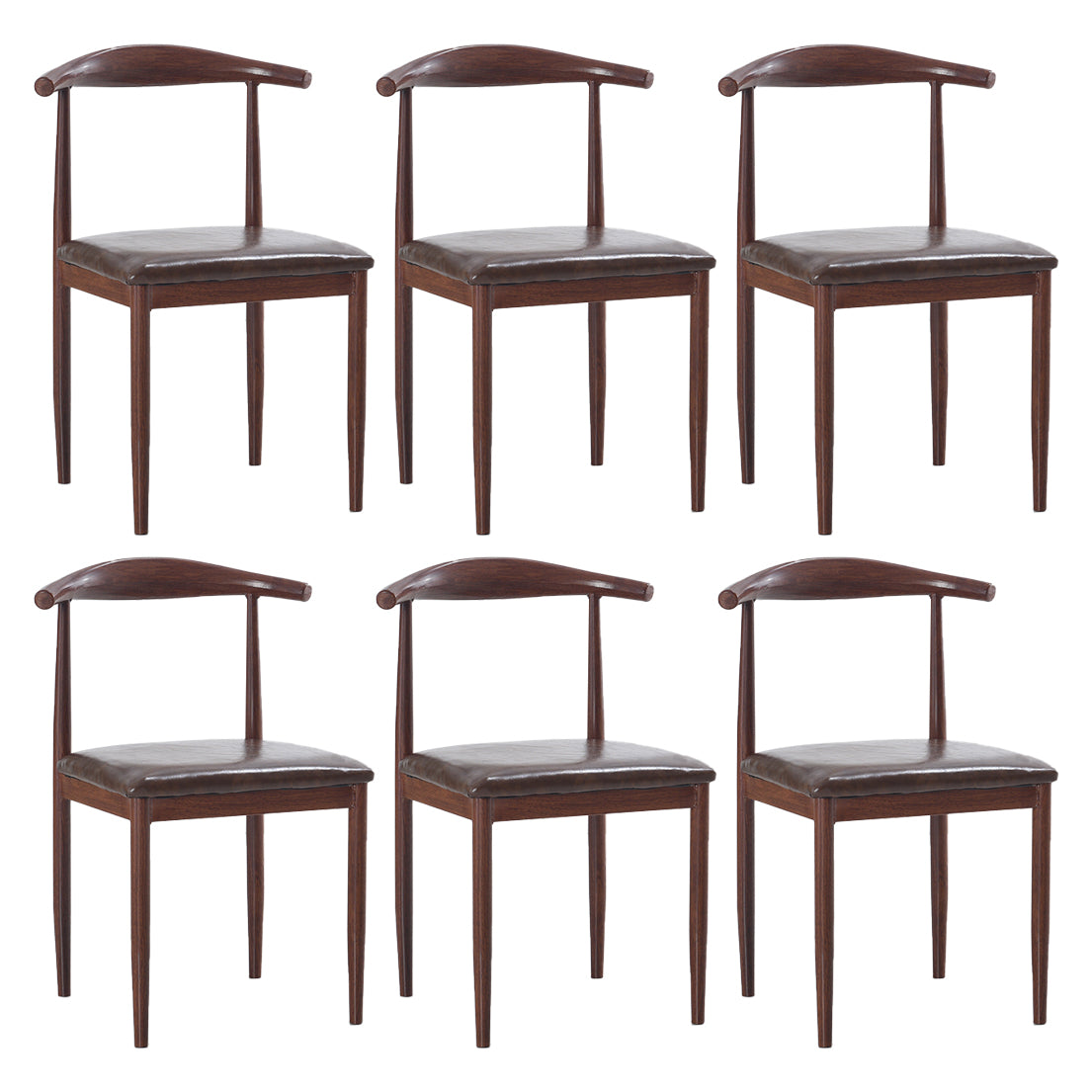 Modern Style Kitchen Leather Dining Chair Ladder Back Side Chair of 16" Wide with Metallic Base