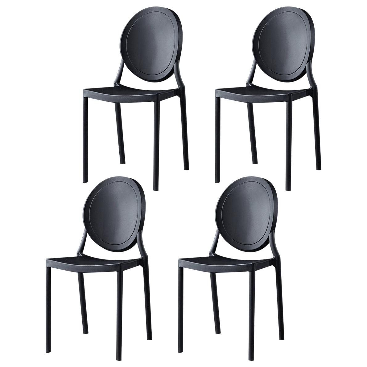 Chaise d'appoint scandinave à dossier ouvert, chaise de salle à manger empilable en plastique