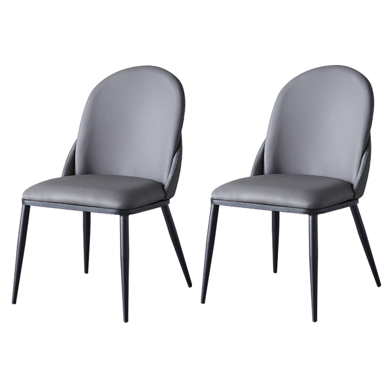 Nordic Style Kitchen Leather Dining Chair Armless Dining Chairs with Metal Legs