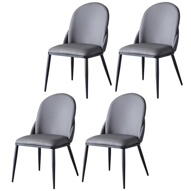 Nordic Style Kitchen Leather Dining Chair Armless Dining Chairs with Metal Legs