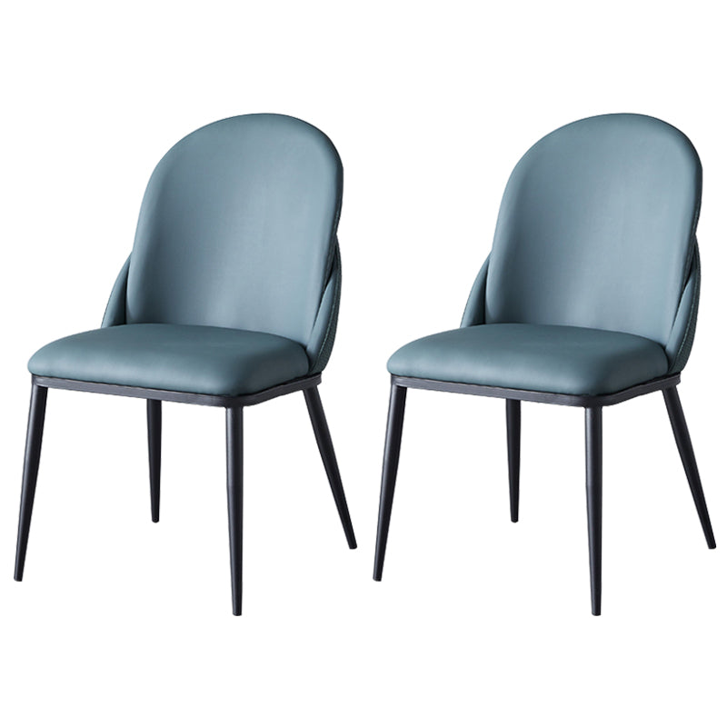 Nordic Style Kitchen Leather Dining Chair Armless Dining Chairs with Metal Legs