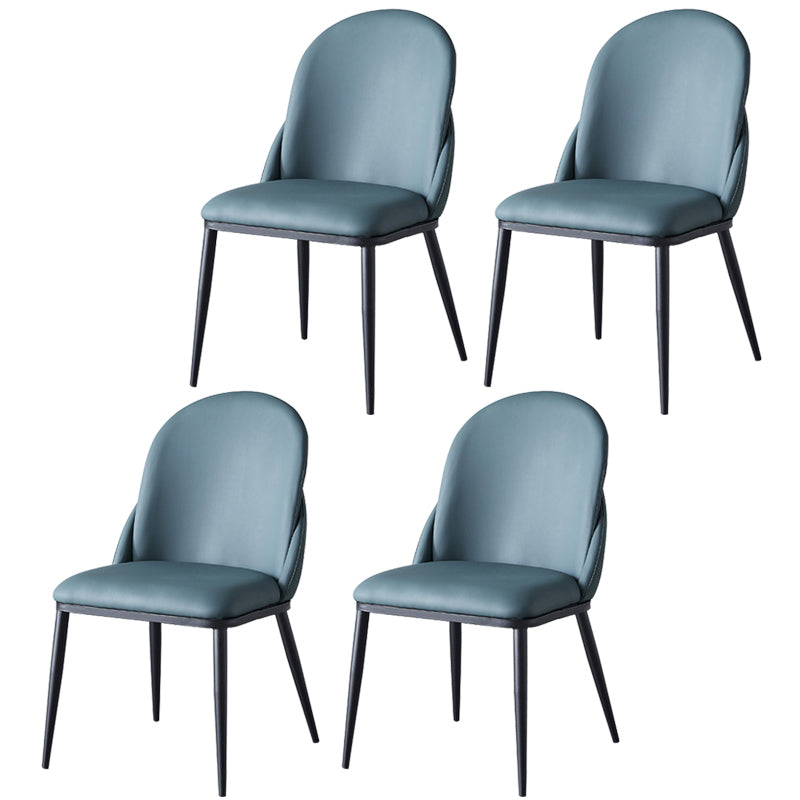 Nordic Style Kitchen Leather Dining Chair Armless Dining Chairs with Metal Legs