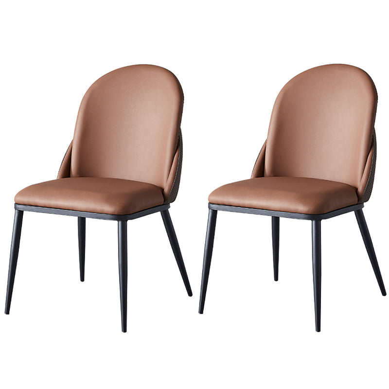 Nordic Style Kitchen Leather Dining Chair Armless Dining Chairs with Metal Legs