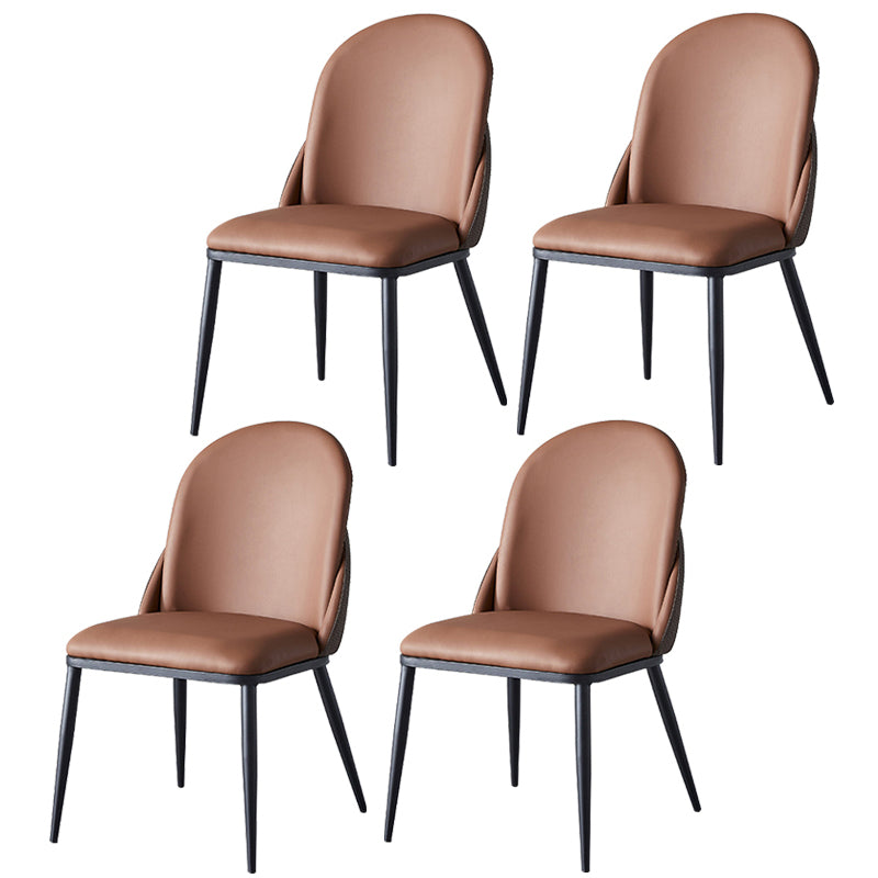 Nordic Style Kitchen Leather Dining Chair Armless Dining Chairs with Metal Legs