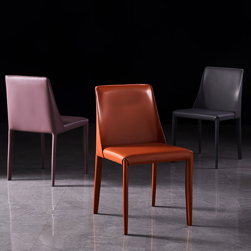 Chaises de salle à manger sans bras moderne chaise en cuir multicolore