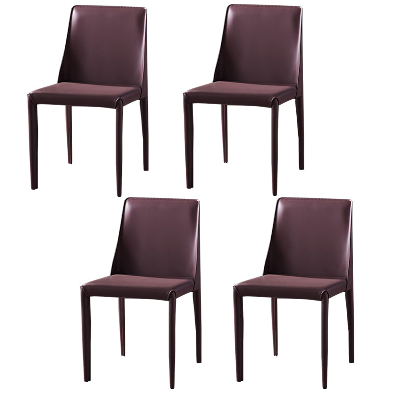 Chaises de salle à manger sans bras moderne chaise en cuir multicolore
