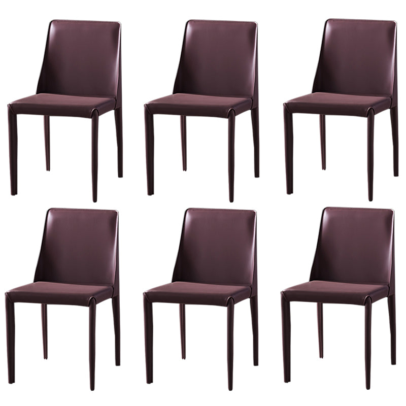 Chaises de salle à manger sans bras moderne chaise en cuir multicolore