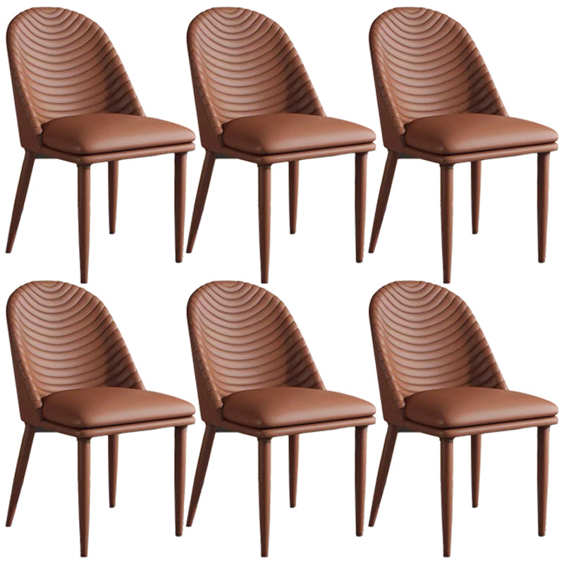 Metal Base Indoor Dining Chair 19'' Wide Parsons Leather Chair for Restaurant