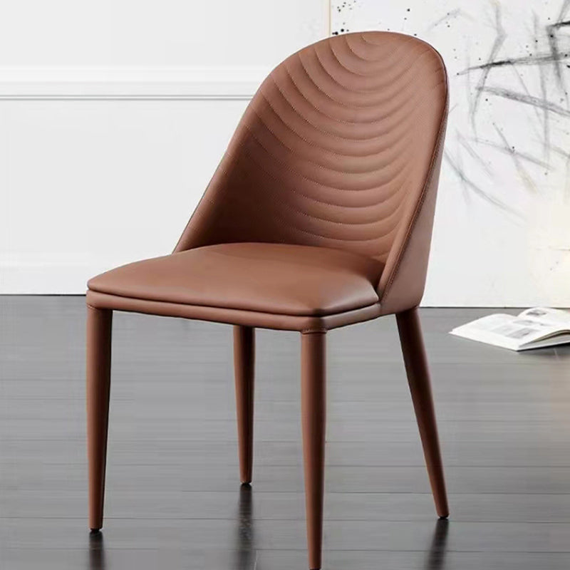 Metal Base Indoor Dining Chair 19'' Wide Parsons Leather Chair for Restaurant