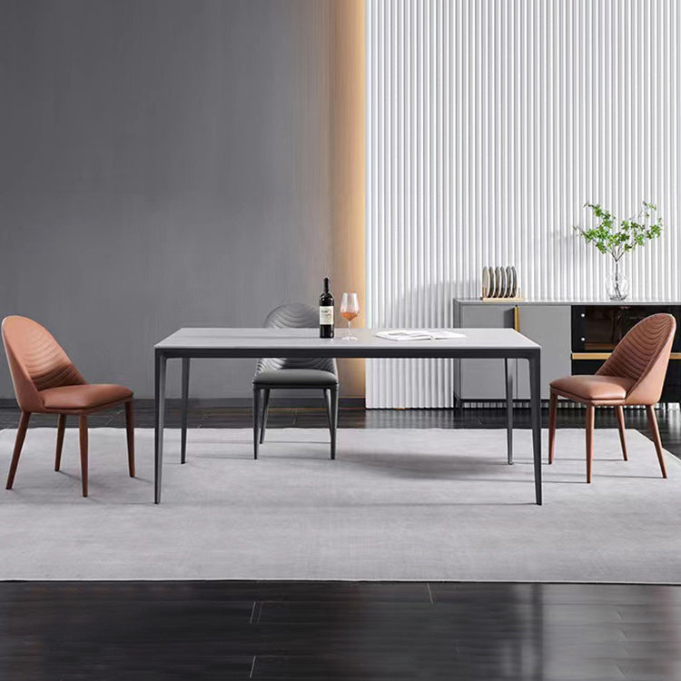 Metal Base Indoor Dining Chair 19'' Wide Parsons Leather Chair for Restaurant
