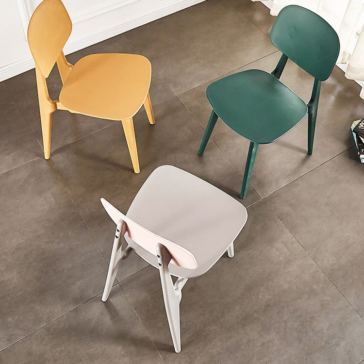 Chaises de salle à manger en plastique, chaise latérale de cuisine moderne de 16 pouces, chaise latérale arrière ouverte de large
