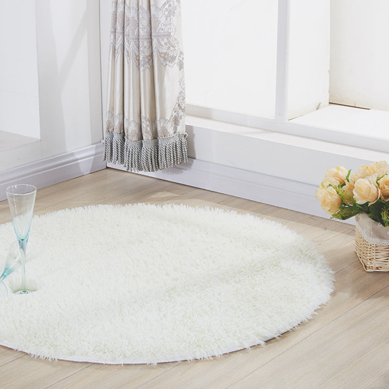 Simplicity Plain Shag Rug Contemporary Round Carpet Nylon Anti-Slip Backing Carpet for Living Room
