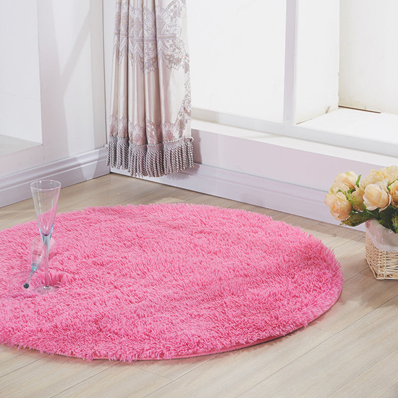 Simplicity Plain Shag Rug Contemporary Round Carpet Nylon Anti-Slip Backing Carpet for Living Room