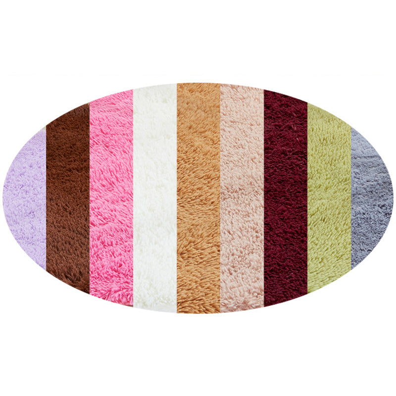 Simplicity Plain Shag Rug Contemporary Round Carpet Nylon Anti-Slip Backing Carpet for Living Room