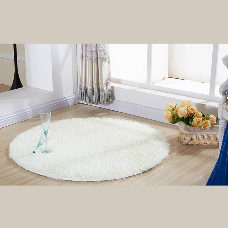 Simplicity Plain Shag Rug Contemporary Round Carpet Nylon Anti-Slip Backing Carpet for Living Room
