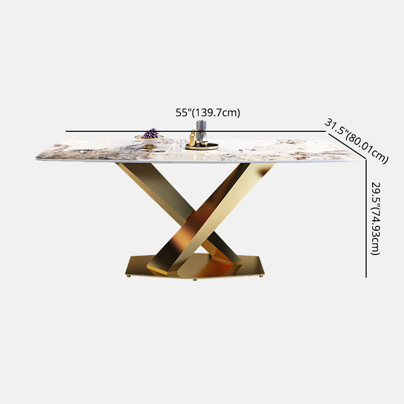 Standard Sintered Stone Top Dining Set with 1 Gold Metallic Legs for Dining Furniture