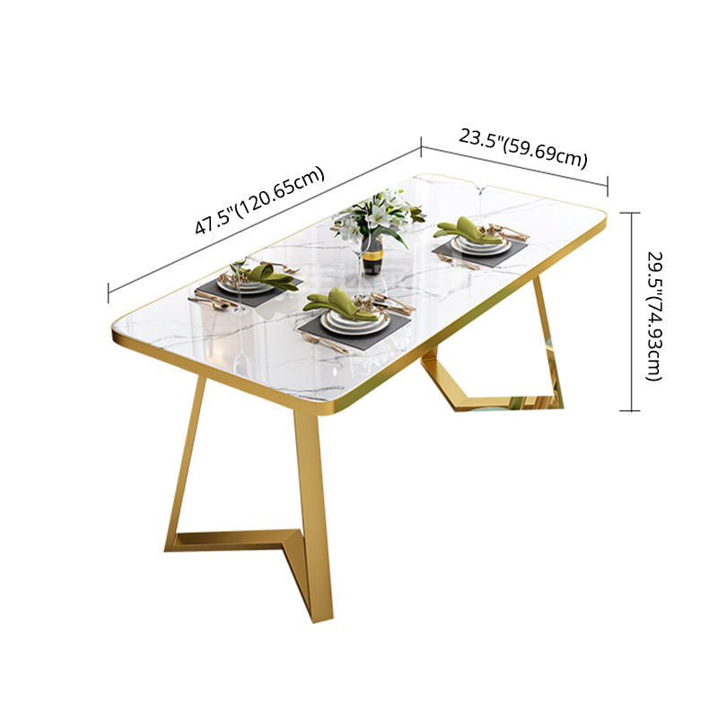 Nordic Traditional Height Sintered Stone Dining Table Rectangle Dining Room Set For Home