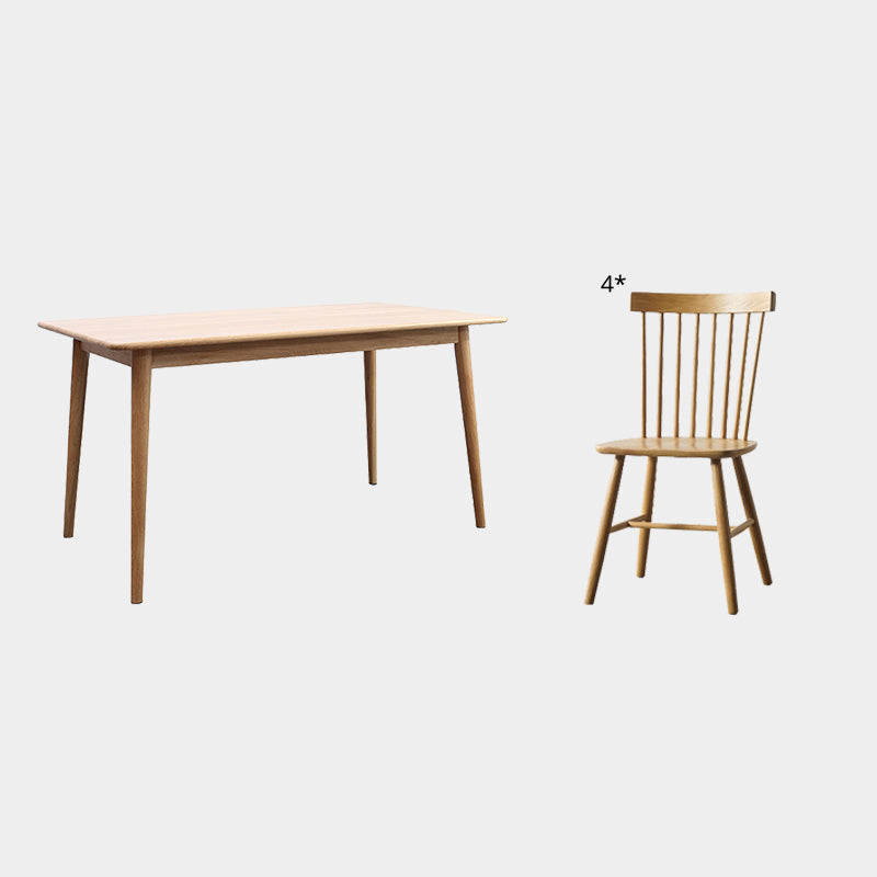 Contemporary Style Dining Table with Fixed Solid Wood Dining Table and Chairs for Home Use