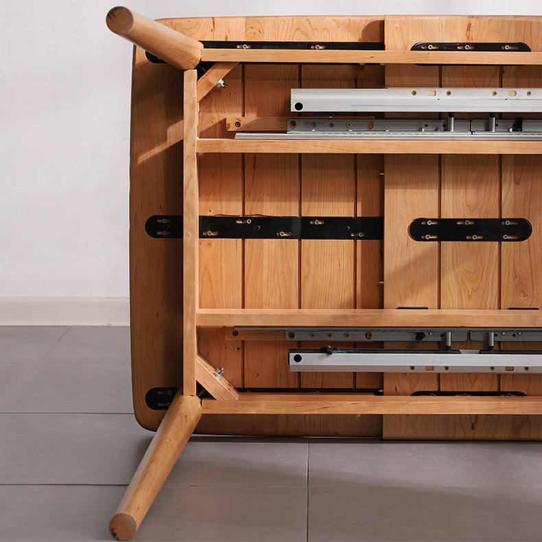 Minimalist Style Dining Table with Self-Storing Leaf Solid Wood Dining Table and Chairs for Home Use