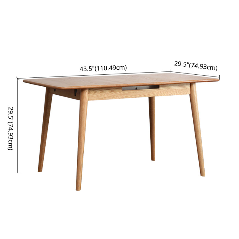 Minimalist Style Dining Table with Self-Storing Leaf Solid Wood Dining Table and Chairs for Home Use