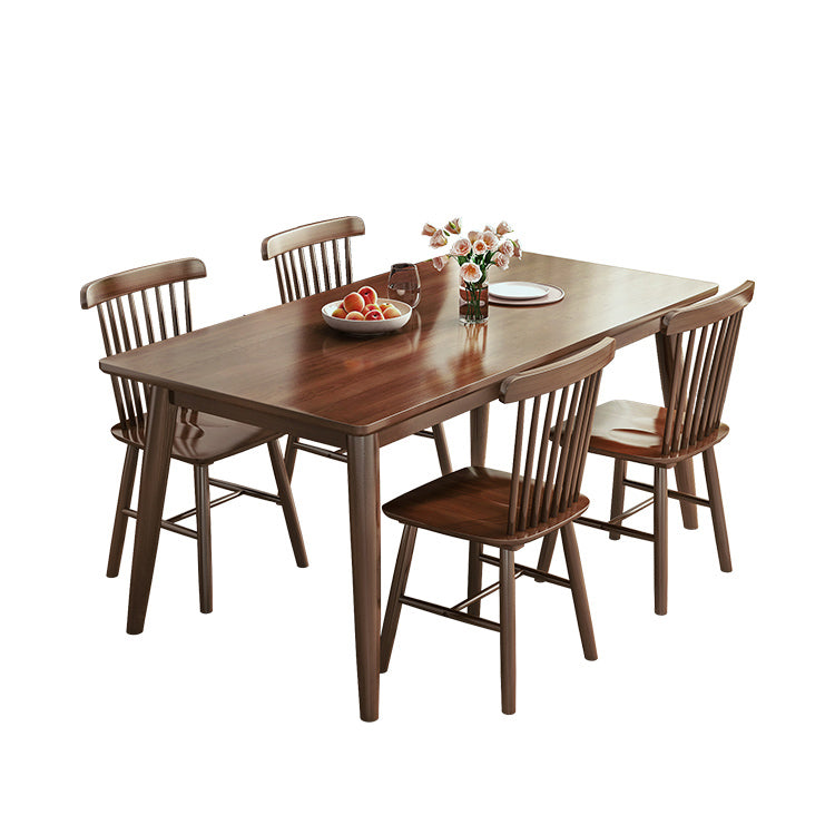 Minimalist Style Dining Table with Fixed Solid Wood Dining Table and Chairs for Home Use