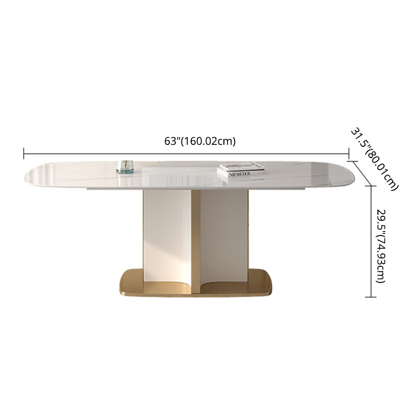 Contemporary Sintered Stone Top Standard Dining Set White Rectangle Shape Dining Set for Kitchen