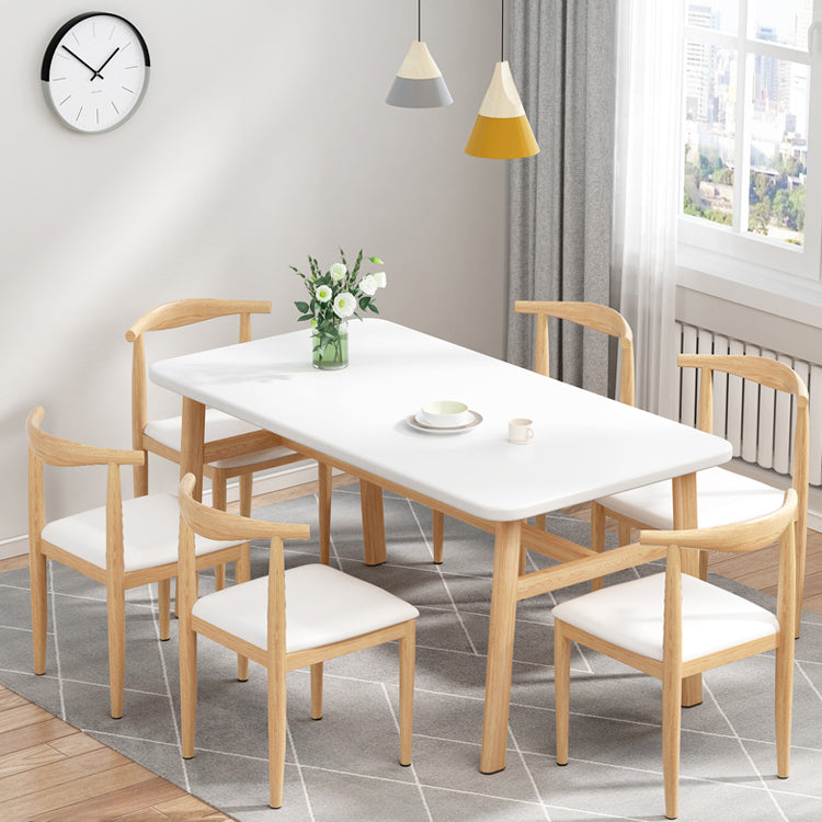 Standard Wooden Dining Room Set with Light Brown Wood Legs for Dining Furniture