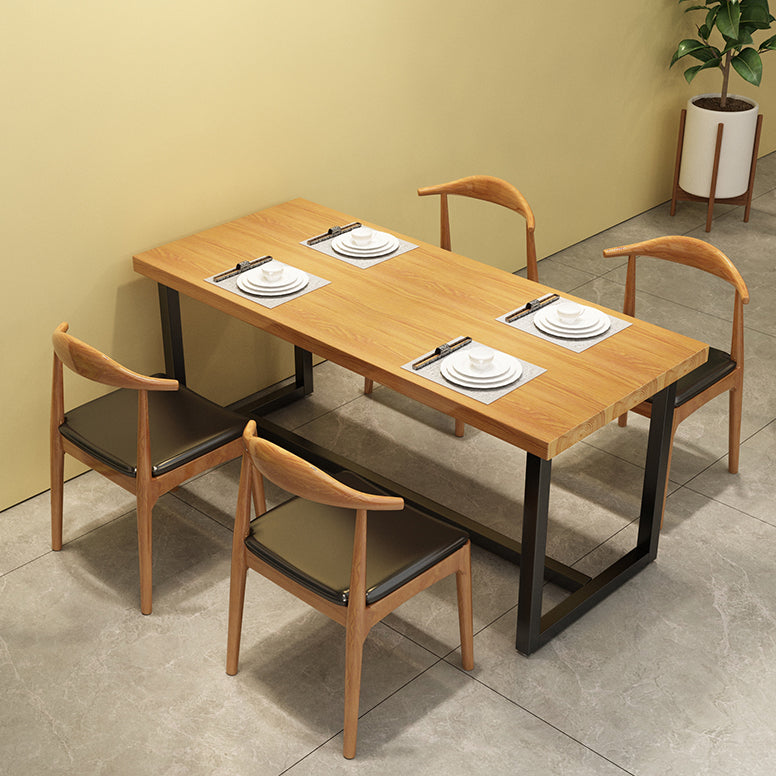 Industrial Style Solid Wood Top Dining Table with Rectangle Dinette Set with 4 Legs Table