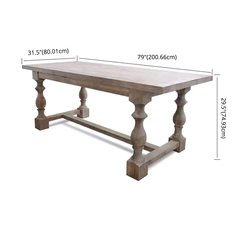 Farmhouse Style Fixed Solid Wood Dining Room Table with 4 Solid Wood Legs Kitchen Dining Set