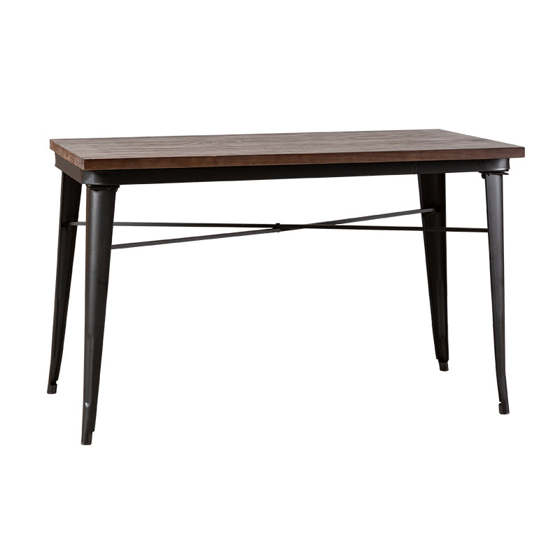Industrial Style Solid Wood Dining Set with Brown Rectangle Table and 4 Black Legs Base