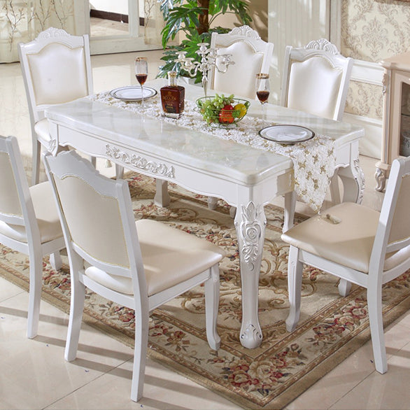 Victorian Style Dining Room Set with Rectangle Table and 4 Legs Base Dining Room Table Set