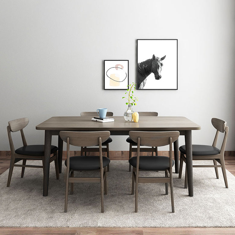 Traditional Style Solid Wood Dining Set with Fixed Table and 4 Legs Base