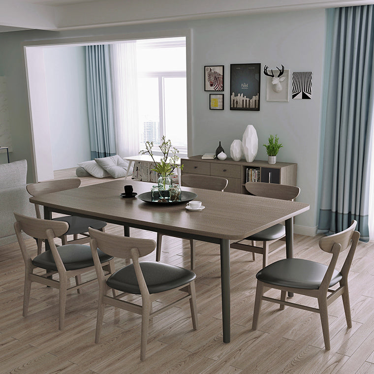 Traditional Style Solid Wood Dining Set with Fixed Table and 4 Legs Base