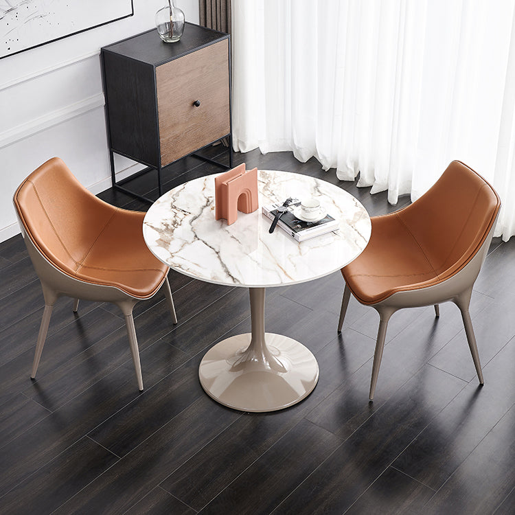 Sintered Stone Modern DiningRoomTableSet with Round Table and Pedestal Base Dinette Set