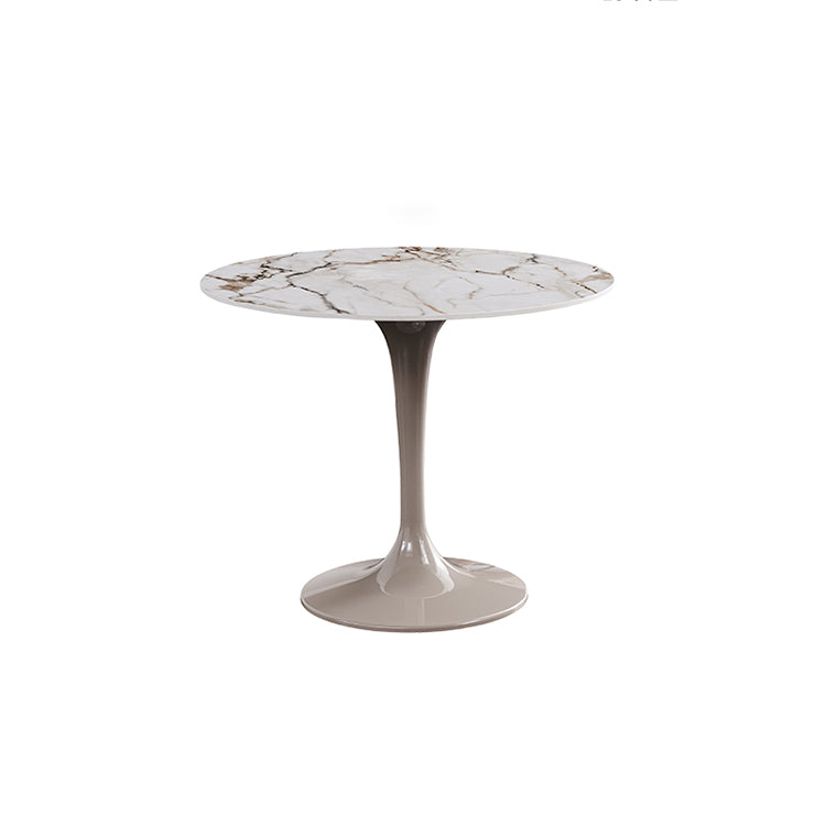 Sintered Stone Modern DiningRoomTableSet with Round Table and Pedestal Base Dinette Set