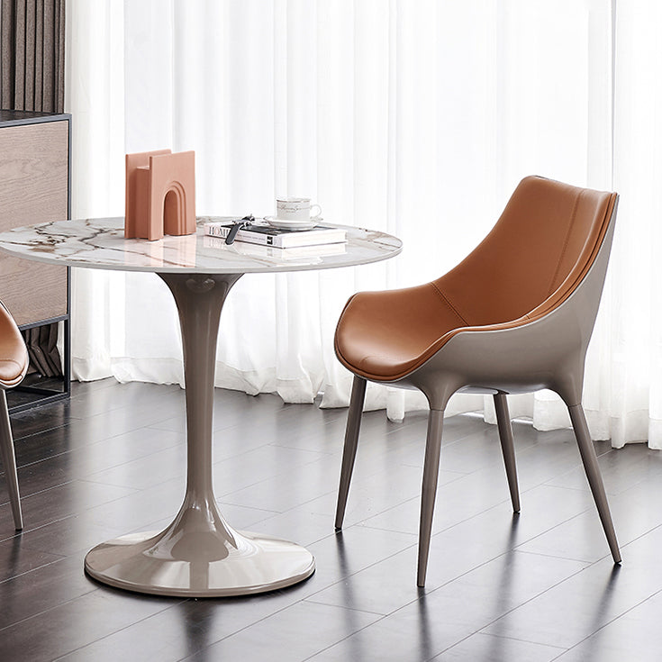 Sintered Stone Modern DiningRoomTableSet with Round Table and Pedestal Base Dinette Set