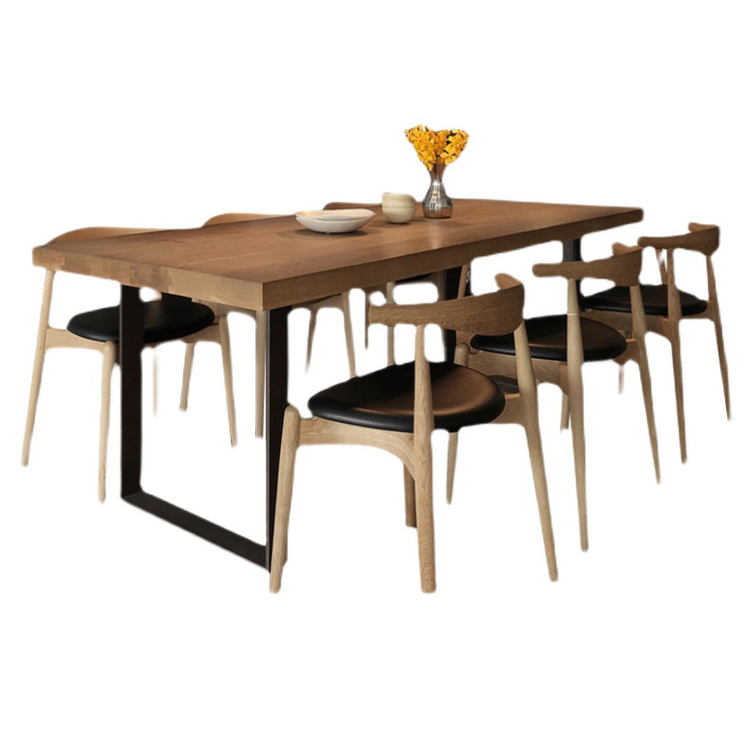 Rectangle Industrial Style DiningRoomTableSet Solid Wood Top DiningSet with 4 Legs Table