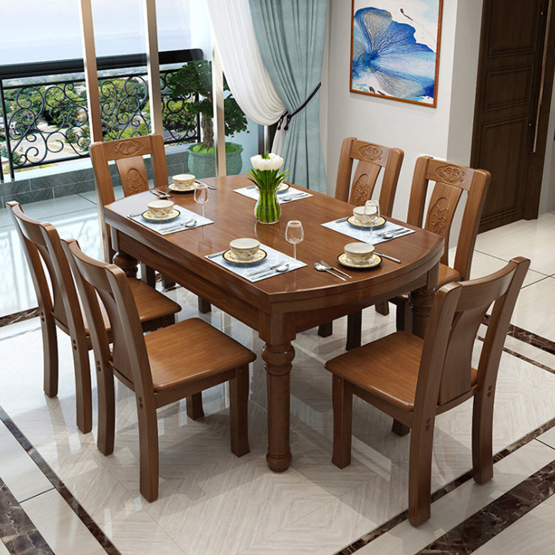 Traditional Wooden Dining Set Standard Height with Rectangle Top Dining Room Set