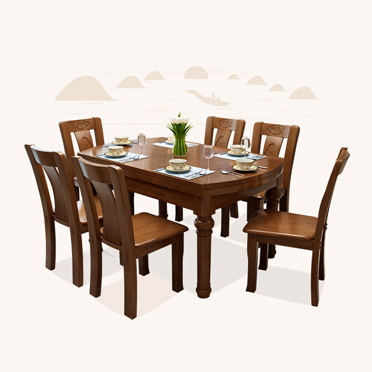 Traditional Wooden Dining Set Standard Height with Rectangle Top Dining Room Set