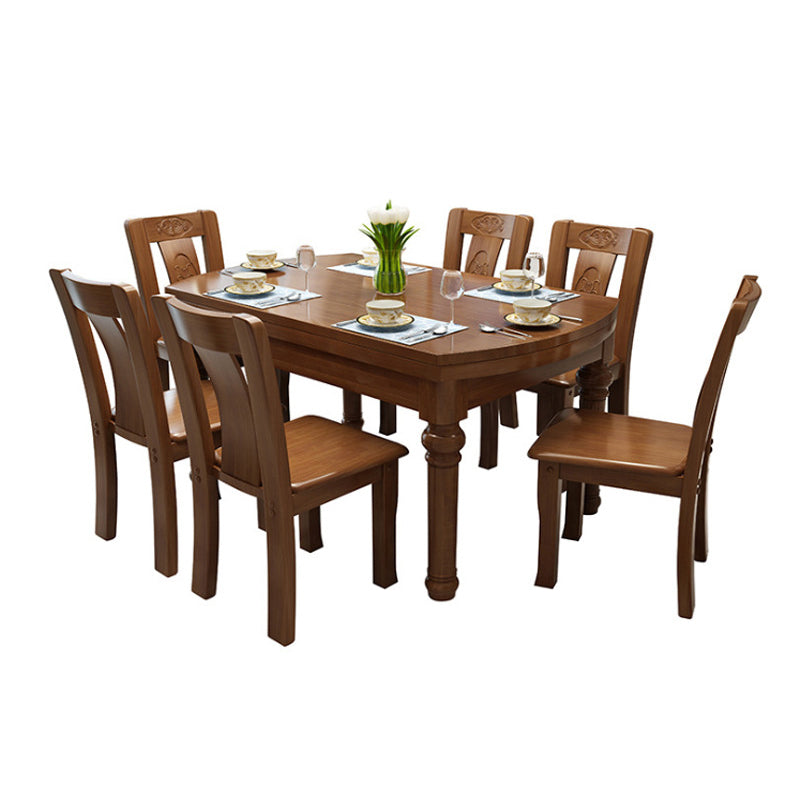 Traditional Wooden Dining Set Standard Height with Rectangle Top Dining Room Set