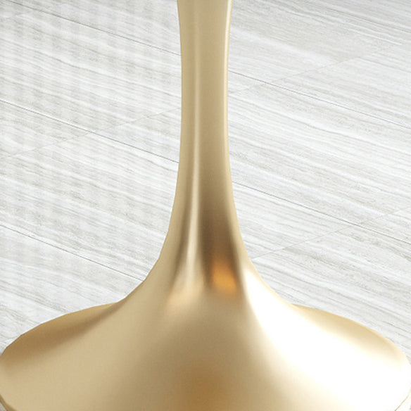 Glam Sintered Stone White Dining Room Set with Round Table and Metal Base Dining Table Furniture