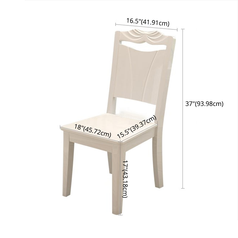 Contemporary Style Marble Dining Set with White Fixed Table and 4 Legs Base